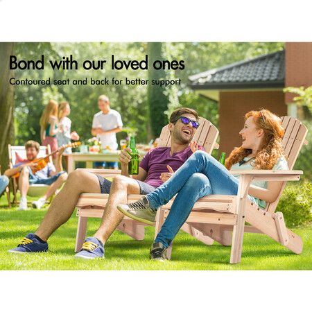 ALFORDSON Outdoor Chairs Wooden Adirondack Patio Furniture Beach Garden Natural