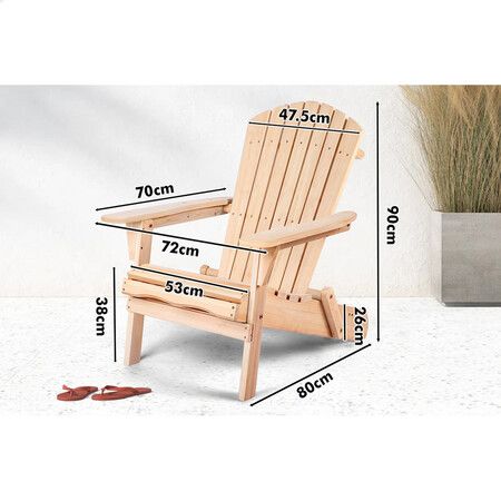 ALFORDSON Outdoor Chairs Wooden Adirondack Patio Furniture Beach Garden Natural