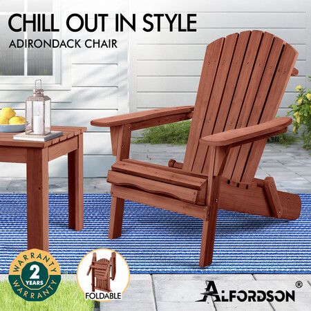 ALFORDSON Adirondack Chairs Wooden Outdoor Patio Furniture Brown