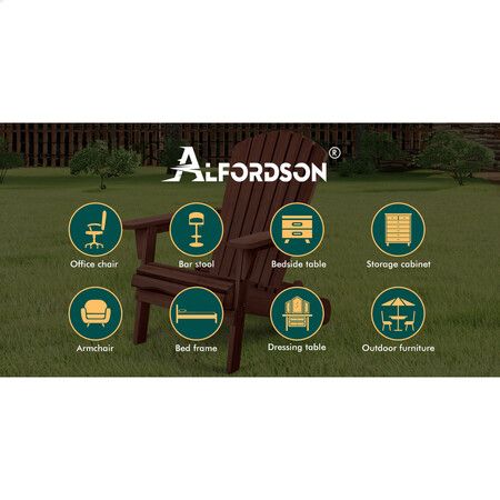 ALFORDSON Adirondack Chairs Wooden Outdoor Patio Furniture Brown