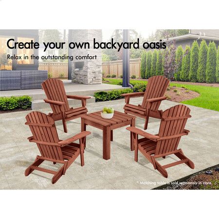 ALFORDSON Adirondack Chairs Wooden Outdoor Patio Furniture Brown