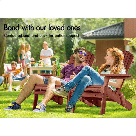 ALFORDSON Adirondack Chairs Wooden Outdoor Patio Furniture Brown