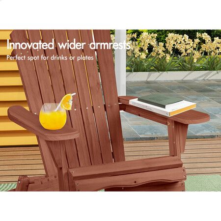 ALFORDSON Adirondack Chairs Wooden Outdoor Patio Furniture Brown