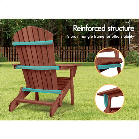 ALFORDSON Adirondack Chairs Wooden Outdoor Patio Furniture Brown