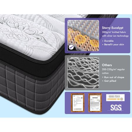 STARRY EUCALYPT Mattress Pocket Spring Single Size Latex Euro Top 34cm 9 zone