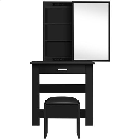 ALFORDSON Dressing Table Stool Set Sliding Makeup Mirror Vanity Desk Black