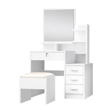 ALFORDSON Dressing Table Stool Set Makeup Mirror Vanity Desk Cabinet White