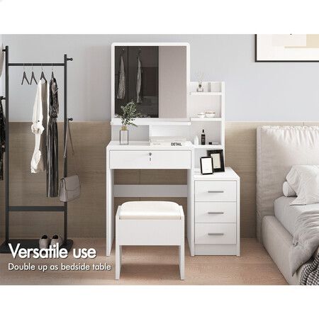 ALFORDSON Dressing Table Stool Set Makeup Mirror Vanity Desk Cabinet White