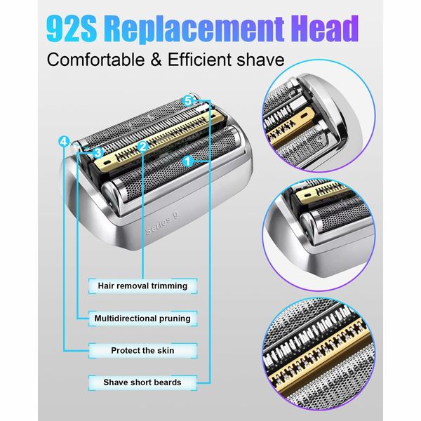 92S Replacement Shaver Head for Braun 9 Series Foil Shaver Compatible with Models 9477cc 9330s 9465cc 9460cc 9419s 9390cc 9385cc