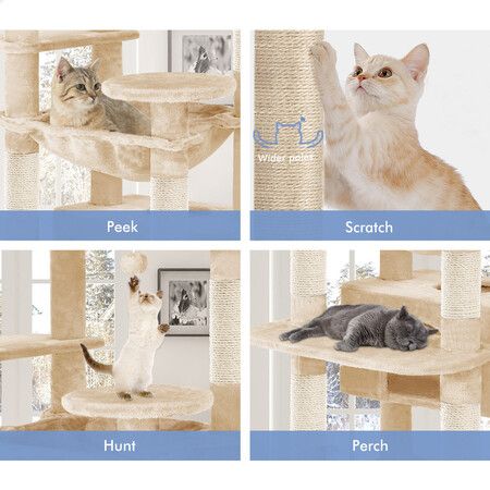 BEASTIE Cat Tree Tower Scratching Post Scratcher Condo House Furniture Beige 184