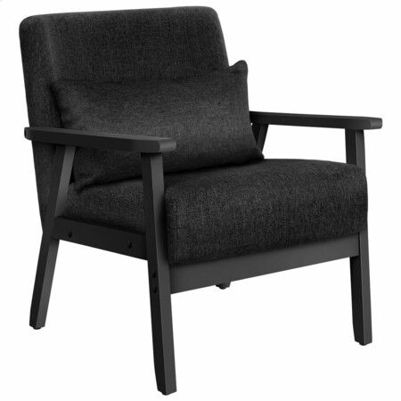 ALFORDSON Wooden Armchair Lounge Accent Chair Fabric All Black