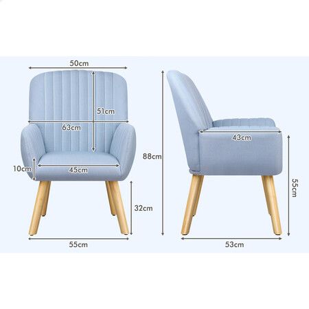 ALFORDSON Armchair Lounge Accent Chair Fabric Blue