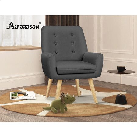 ALFORDSON Armchair Lounge Accent Chair Fabric Dark Grey