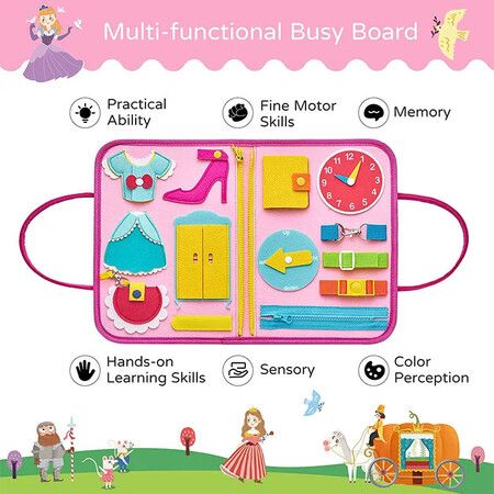 Kids Busy Board Preschool Intelligence Learning Education Toys Princess Girl Sensory Practicse Montessori Board Toys Gift