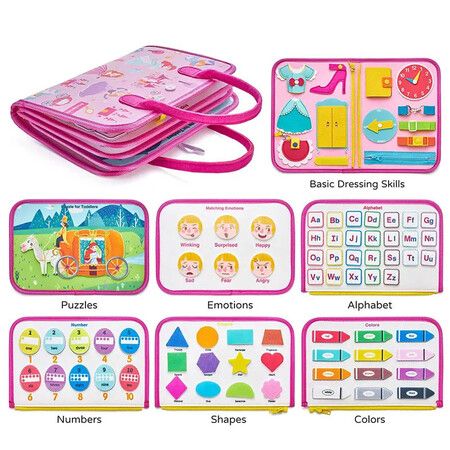 Kids Busy Board Preschool Intelligence Learning Education Toys Princess Girl Sensory Practicse Montessori Board Toys Gift