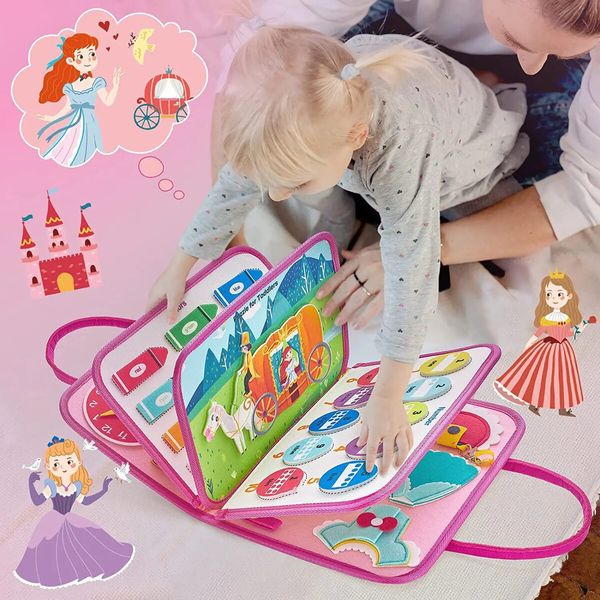 Kids Busy Board Preschool Intelligence Learning Education Toys Princess Girl Sensory Practicse Montessori Board Toys Gift