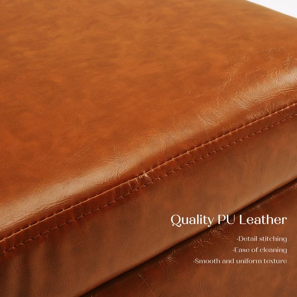 La Bella Storage Ottoman Cube Seat 45cm Chest Couch Tuffet Foot Stool PU Leather - Brown