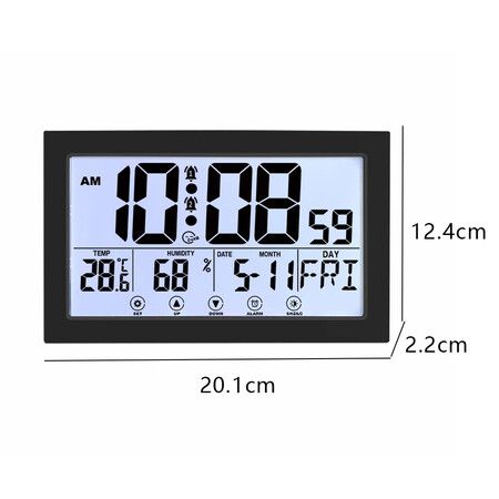 Digital Wall Clock With Extra Large Display Calendar Alarm Clock With Date And Week,Temperature And 2 Alarm Clocks For Seniors Elderly Color Black