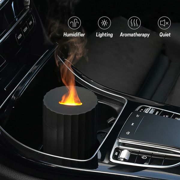 Car Diffuser, Flame Diffuser for Essential Oils, 100ml (3.5 Fl Oz), Air Aroma Diffuser Humidifier, Car Air Freshener, Black