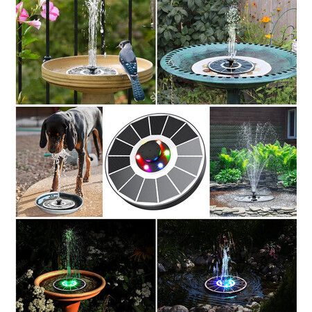 Solar Fountain Full Glass Panel with 2200 Capacity Battery, 3.5W Floating Solar Bird Bath Fountains with 4 Fixed Rods