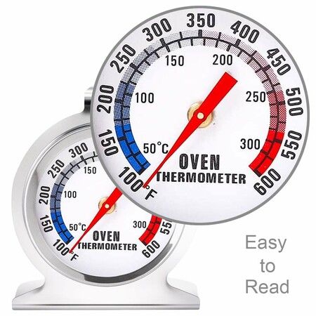 2Pcs Oven Thermometers Large Dial Oven Grill Monitoring Cooking Thermometer for BBQ Baking, Hooks