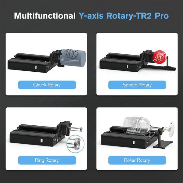 Laser Rotary Roller Module 4in1 Engraving Glass Etching Y-axis Cylindrical Objects for Engraver Cutter Etcher Machine