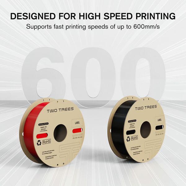 3D Printer PLA Filament Pro 1.75mm Hyper High Speed Flexible 1kg Cardboard Spool Printing Materials Bundle for FDM Printers Black