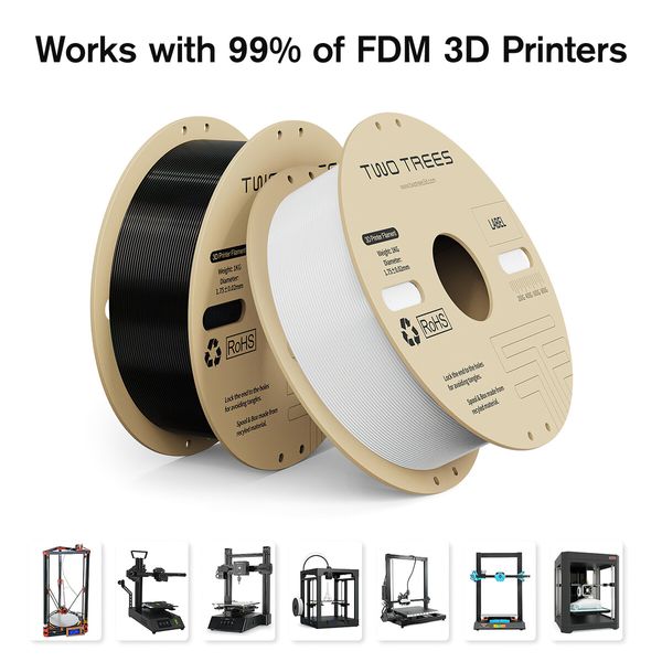 3D Printer PLA Filament Pro 1.75mm Hyper High Speed Flexible 1kg Cardboard Spool Printing Materials Bundle for FDM Printers Black