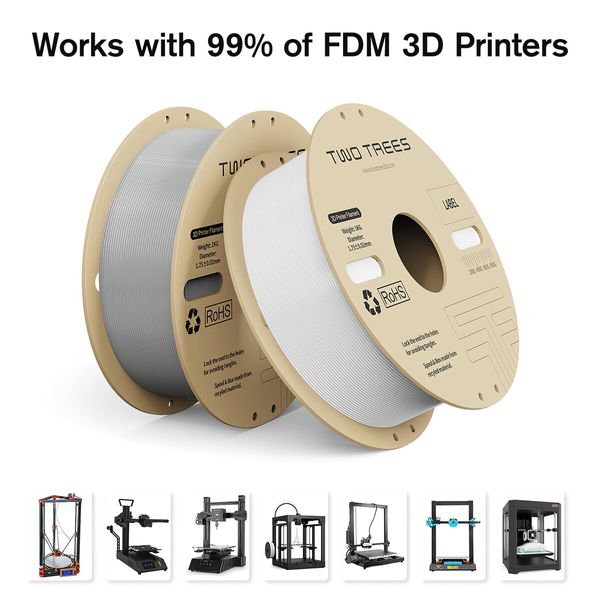 3D Printer PLA Filament Pro 1.75mm Hyper High Speed 1kg Cardboard Spool Printing Materials Bundle for FDM Printers Grey