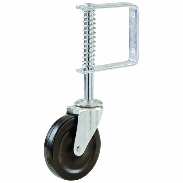 2Pcs Gate Caster Wheel Spring Loaded 4 Inch Heavy Duty Rubber Gate Wheels with Spring 220lbs Capacity