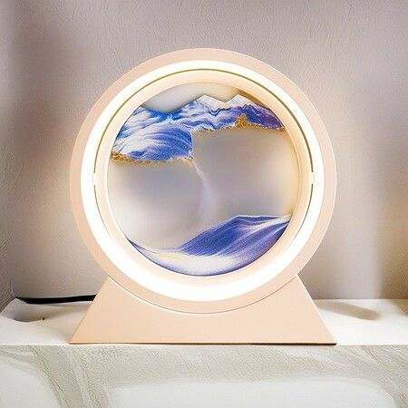 21cm USB POWER 3 mode light Moving Sand Art Light 3D Deep Sea Sand Relaxing Sand Drawing Picture Birthday Christmas Housewarming gift Desk Home Office Blue