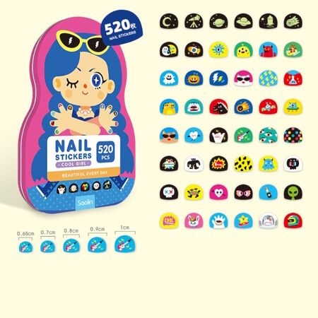 520pcs Kids Nail Art Stickers DIY Makeup Manicure Girl Party Favors Self Adhesive Multi-PurposeChildren's Day