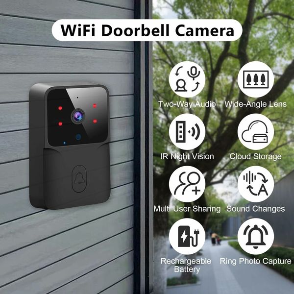 Smart Doorbell Wireless Remote Video Doorbell with Chime,IR Night Vision, 2 Way Audio,Home Intercom HD Wide Angle View Security Doorbell