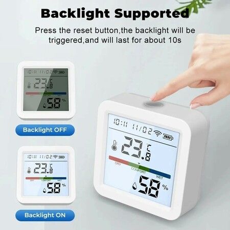 WiFi Thermometer Temperature and Humidity Monitor, Backlight Display, Free Push Alert Notifications and Historical Data Download