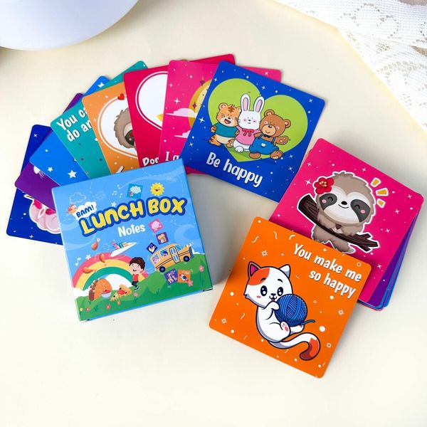 60 Encouraging Mini Notes For Kids Lunchbox Notes Inspirational Motivational Cards for Children  Notes Square Motivational Lunch Box Cards