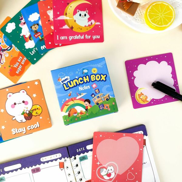 60 Encouraging Mini Notes For Kids Lunchbox Notes Inspirational Motivational Cards for Children  Notes Square Motivational Lunch Box Cards