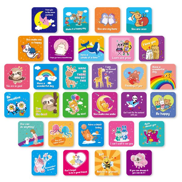 60 Encouraging Mini Notes For Kids Lunchbox Notes Inspirational Motivational Cards for Children  Notes Square Motivational Lunch Box Cards