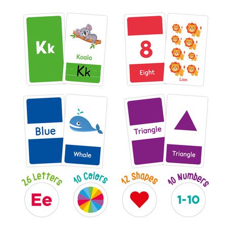 Toddler Flash Cards Set 58 Animals Colors Shapes Numbers Alphabet Interactive Learning Educational Kids Early Education Stocking Stuffer Gift