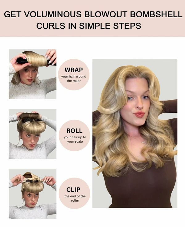 Heatless Curler for Overnight Curls with 4 Rods Headband No Heat Silk Wrap Curling Set in Brown