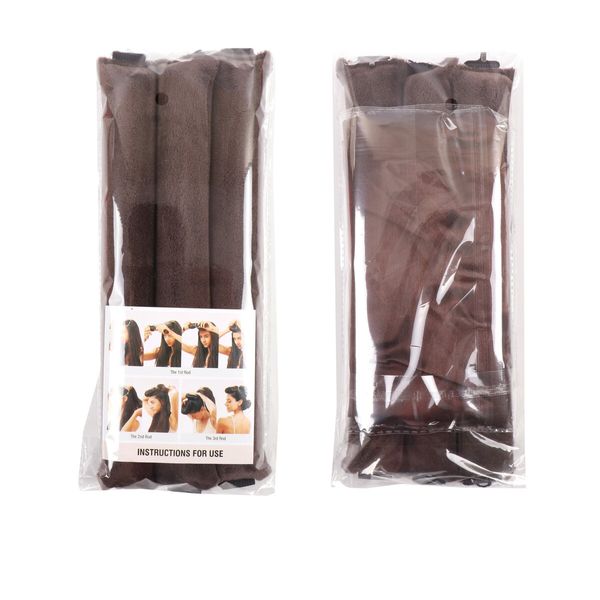 Heatless Curler for Overnight Curls with 4 Rods Headband No Heat Silk Wrap Curling Set in Brown