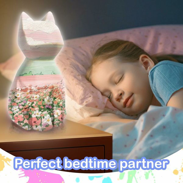 Paint Your Own Cat Lamp Kit,DIY Christmas Crafts Night Light,Arts Crafts for Kids,Painting Kit for Girls Boys Art Supplies Creative Gift for Birthday,Party