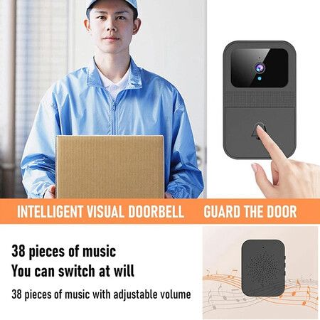 Smart Video Doorbell, Wireless Doorbell Camera, WiFi Video Doorbell Camera with Chime, Two-Way Audio, IR Night Vision, Remote Video Calling, Cloud Storage