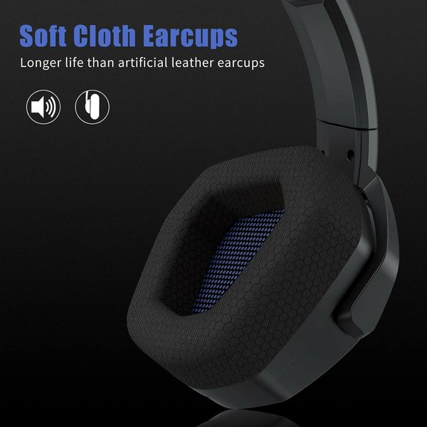 Dual Wireless Gaming Headset with Microphone for PS5, PS4, PC, Mobile, Switch: 2.4GHz Wireless and Bluetooth, 100 Hr Battery, 50mm Drivers, Blue