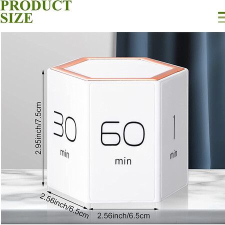 Hexagon Flip Timer Mutable Countdown Timers with LED Display 15 Seconds Long Prompt Office Hours Reminder for Classroom Kids Learning-White