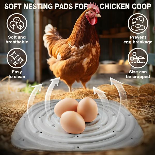 4pcsWashable Chicken Nesting Pad Nesting Box Liners Soft  Chicken Box Nest Mat Reusable Chicken Bedding Portable Chicken Coop Accessories