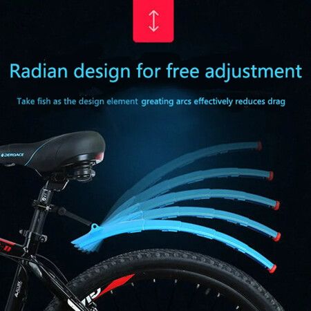 Retractable Mountain Bike Fenders with Taillight Extendable Plastic Mudguards for Road Cycling Suitable for 26-inch MTB Bikes