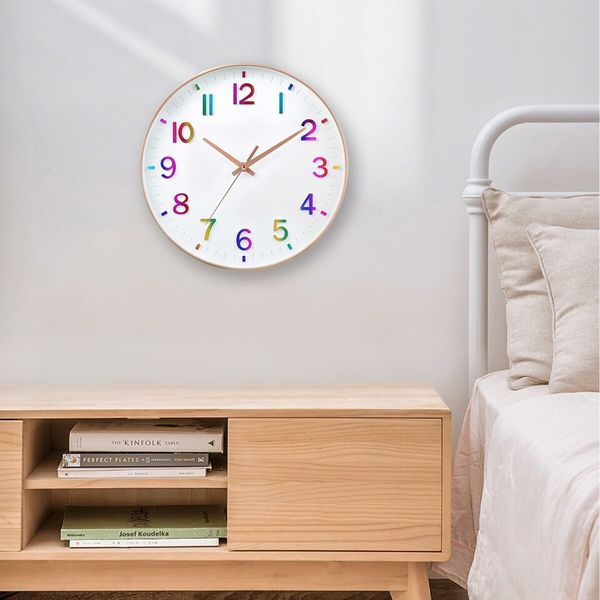 Wall Clocks Battery Operated,12 inch Silent Non Ticking Modern Wall Clock for Living Room Bedroom Kitchen Office Classroom Decor (Gradient)