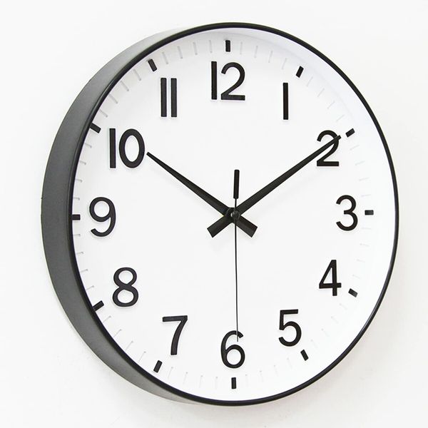 White Analog Wall Clock Battery Operated 12 Inch Silent Non-Ticking Modern Design for Living Room Bedroom Kitchen Office Decor