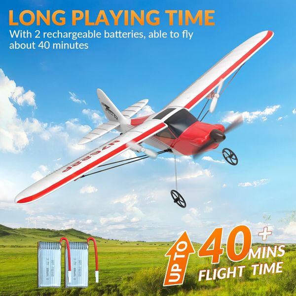 RC Planes Sport Cub S2 for Kids,2.4Ghz 2CH Remote Control Airlane Portable & Easy to Fly Outdoor Toy Gifts with Gyro Stabilizer for Beginner (Red)