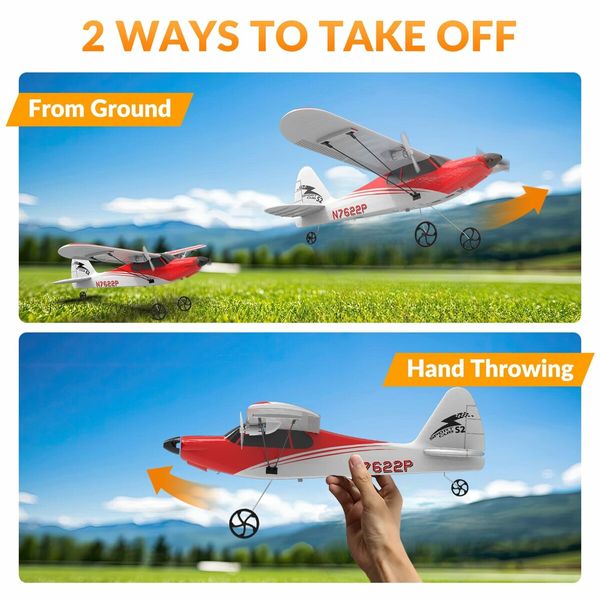 RC Planes Sport Cub S2 for Kids,2.4Ghz 2CH Remote Control Airlane Portable & Easy to Fly Outdoor Toy Gifts with Gyro Stabilizer for Beginner (Red)